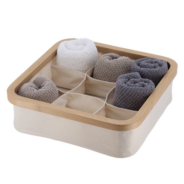 Organizador cuadrado plegable "Purebamboo" color crudo de 9 compartimentos - 8725104