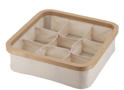 Organizador cuadrado plegable "Purebamboo" color crudo de 9 compartimentos - 8725104