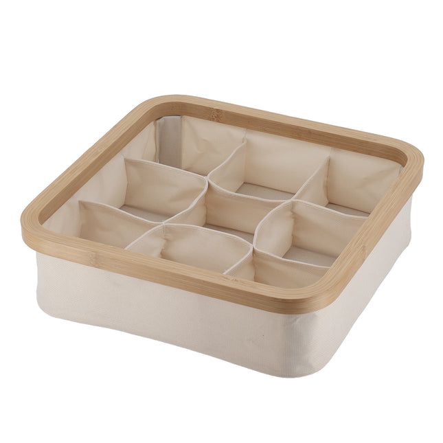 Organizador cuadrado plegable "Purebamboo" color crudo de 9 compartimentos - 8725104