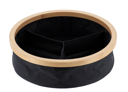 Organizador redondo plegable con 3 compartimentos color negro bambú puro - 8726103