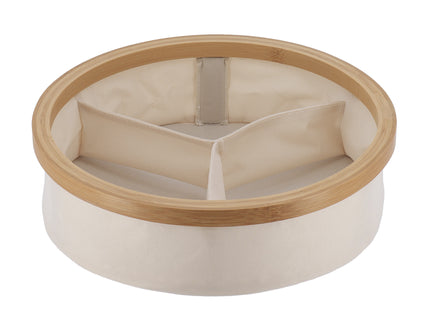 Organizador redondo plegable "Purebamboo" color crudo de 3 compartimentos - 8726104