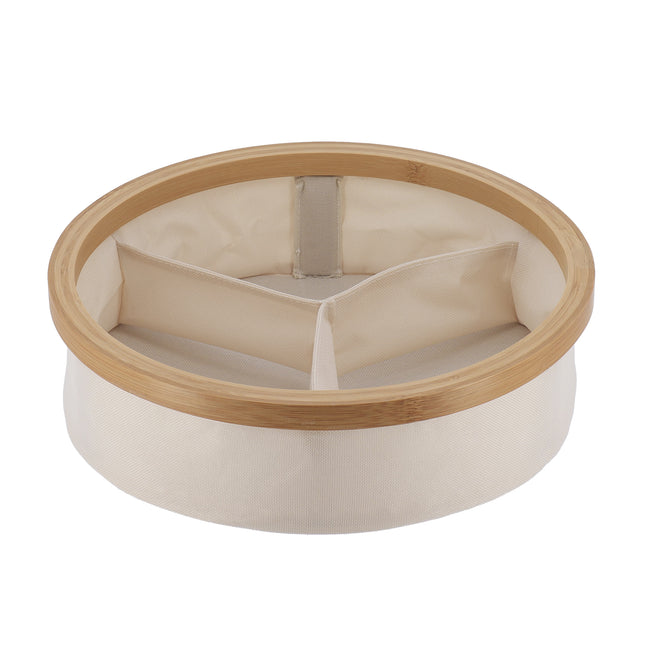 Organizador redondo plegable "Purebamboo" color crudo de 3 compartimentos - 8726104