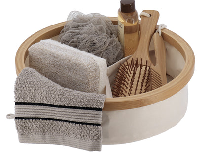 Organizador redondo plegable "Purebamboo" color crudo de 3 compartimentos - 8726104