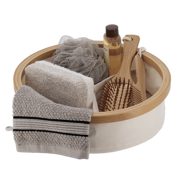 Organizador redondo plegable "Purebamboo" color crudo de 3 compartimentos - 8726104
