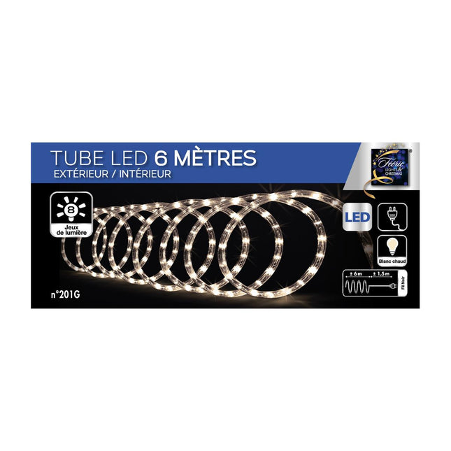 Guirnalda de luces de 6 m de tubo LED blanco cálido y 8 efectos de luz - 875542G