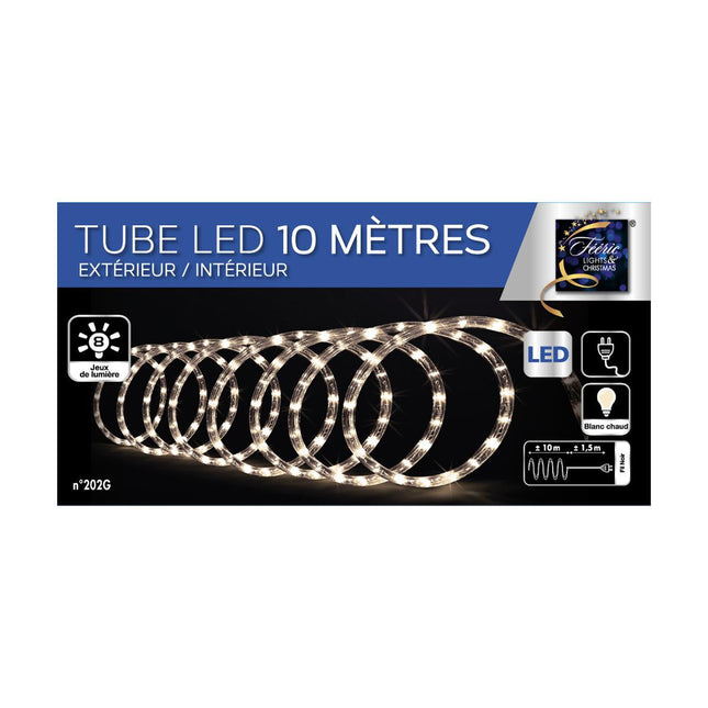 Guirnalda de luces de 10m de tubo LED blanco cálido y 8 efectos de luz - 875544G