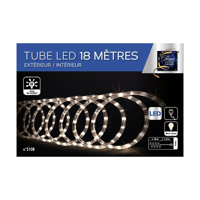 Guirnalda de luces de 18m de tubo LED blanco cálido y 8 efectos de luz - 875546G