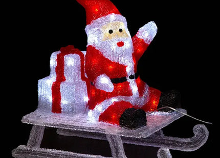 Figura acrílica de Papá Noel sobre un trineo iluminado, 60 LED, 48,5 cm de altura - 878501