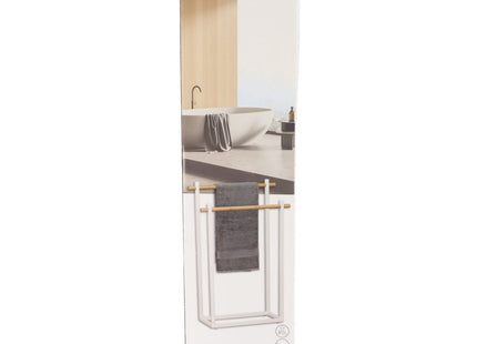 Toallero 2 barras de bambú y metal blanco A82cm - 96164210