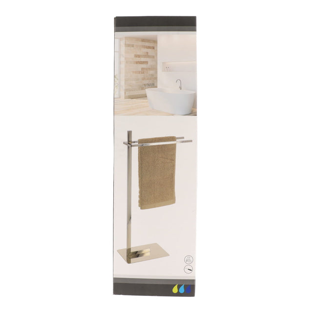 Toallero 2 barras de acero inoxidable base cuadrada A83,5cm - 96167102