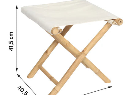 Taburete plegable de bambú con asiento de tela - 98235195