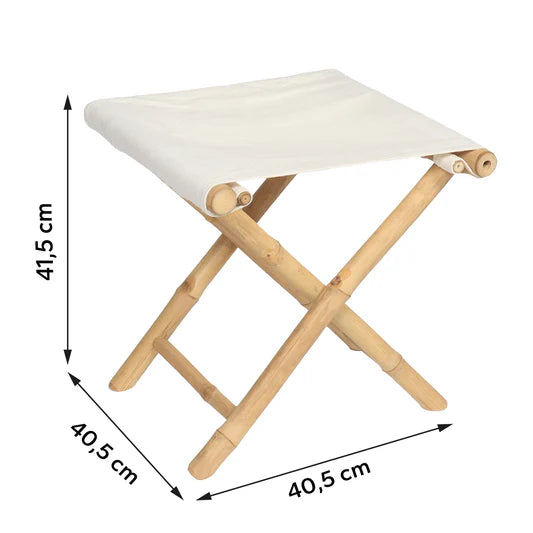 Taburete plegable de bambú con asiento de tela - 98235195