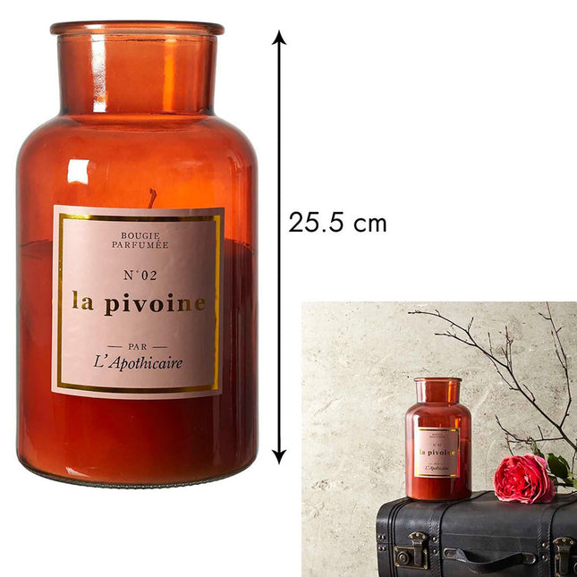 Vela perfumada "APOTHICAIRE" de parafina con aroma a peonía A25cm - BO0134