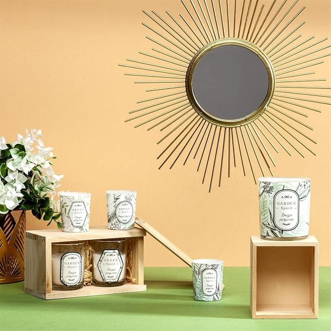 Caja de madera con 2 velas "Nature" - BO5402