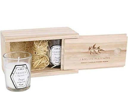 Caja de madera con 2 velas "Nature" - BO5402