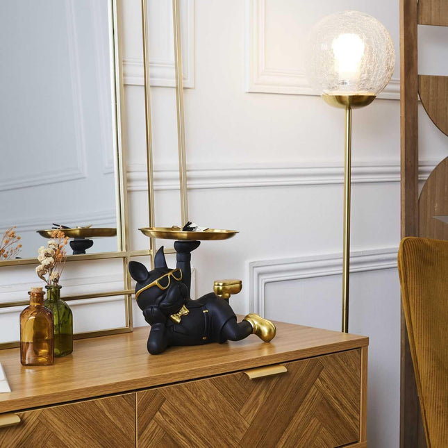 Escultura decorativa de bulldog camarero - HD0156