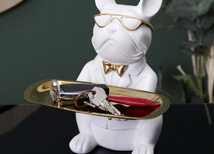 Escultura decorativa de bulldog mayordomo - HD1322