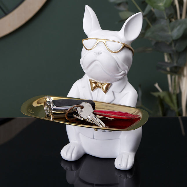 Escultura decorativa de bulldog mayordomo - HD1322