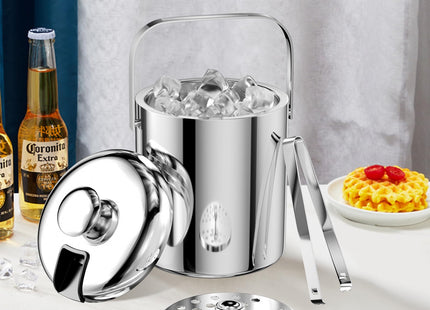 Cubeta de hielo de acero inox + pinza - KV7353