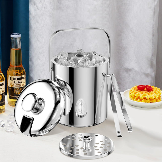 Cubeta de hielo de acero inox + pinza - KV7353