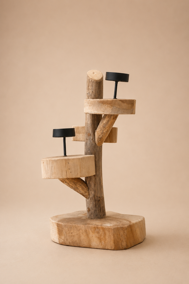 Candelero de madera A40cm - MB442025