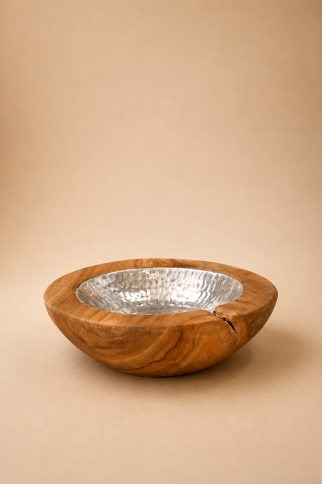 Cuenco de madera y aluminio  D30cm - MB7014