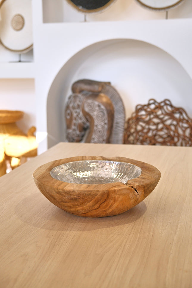 Cuenco de madera y aluminio  D30cm - MB7014