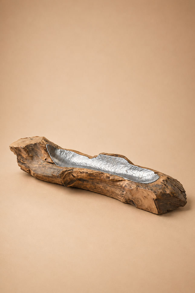 Cuenco de madera y aluminio  30cm - MB7016