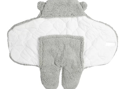 Albornoz de polar para bebé "Oso" Gris y Blanco 0-6 meses - PU0001
