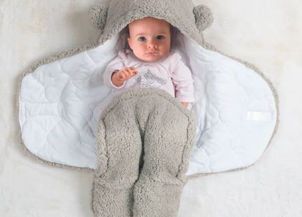 Albornoz de polar para bebé "Oso" Gris y Blanco 0-6 meses - PU0001