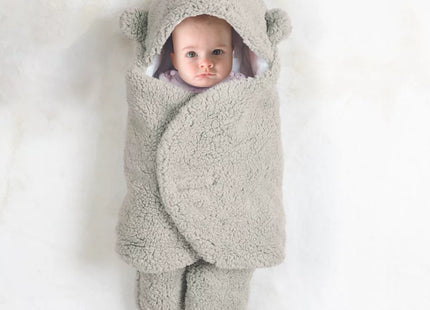 Albornoz de polar para bebé "Oso" Gris y Blanco 0-6 meses - PU0001