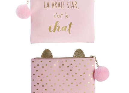 Estuche de PVC con estampado de gato 15x18cm - SC29129