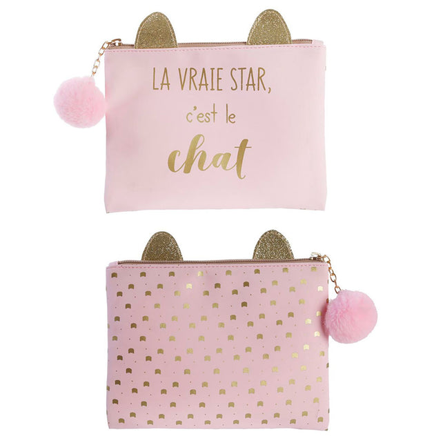 Estuche de PVC con estampado de gato 15x18cm - SC29129