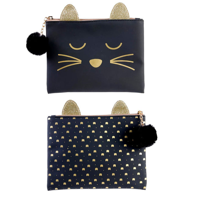 Estuche de PVC con estampado de gato 15x18cm - SC29129